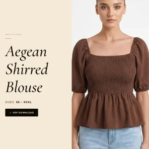 Aegean Shirred Blouse sewing pattern - PDF instant download