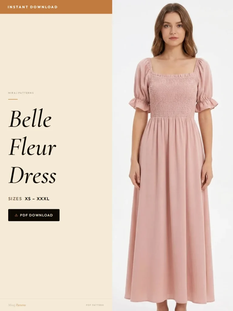 Belle Fleur Dress sewing pattern - PDF instant download