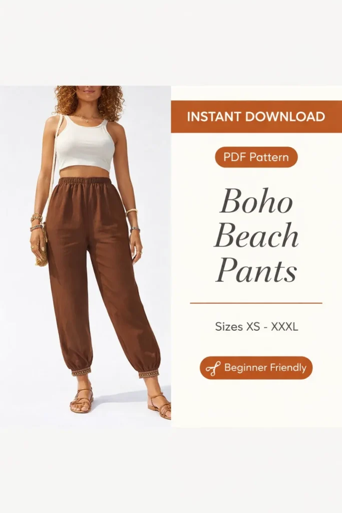 Boho Beach Pants sewing pattern - PDF instant download