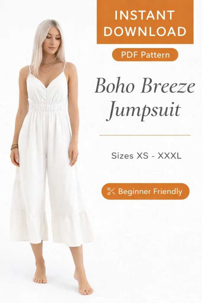 Boho Breeze Jumpsuit sewing pattern - PDF instant download