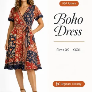 Boho Dress sewing pattern - PDF instant download