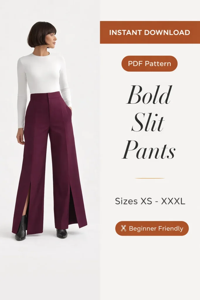 Bold Slit Pants sewing pattern - PDF instant download