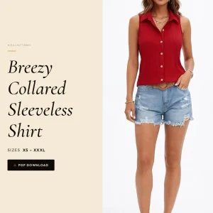 Breezy Collared Sleeveless Shirt sewing pattern - PDF instant download