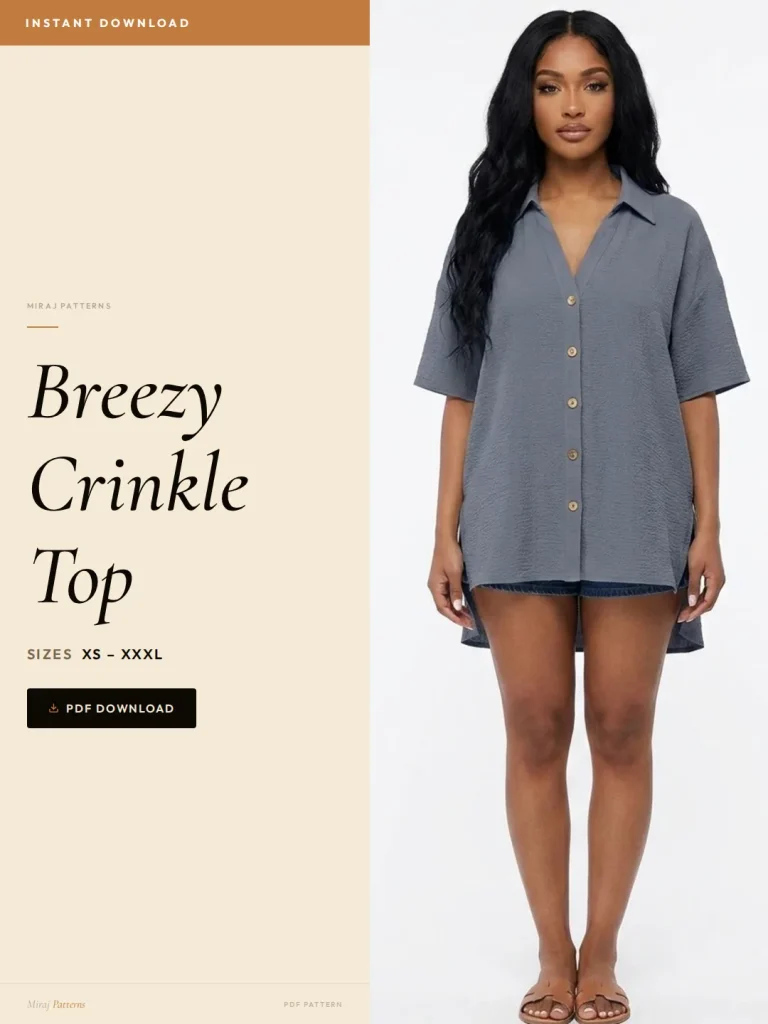 Breezy Crinkle Top sewing pattern - PDF instant download