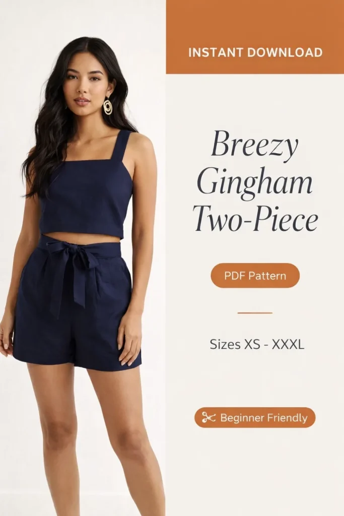 Breezy Gingham Two-Piece sewing pattern - PDF instant download