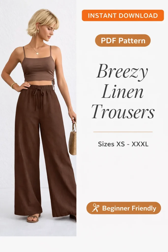 Breezy Linen Trousers sewing pattern - PDF instant download