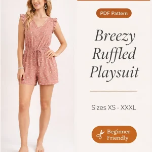 Breezy Ruffled Playsuit sewing pattern - PDF instant download
