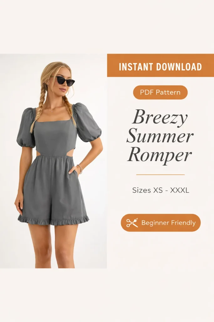 Breezy Summer Romper sewing pattern - PDF instant download