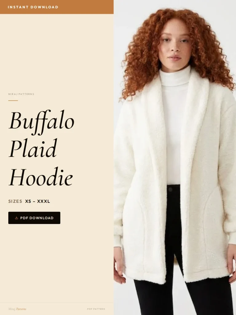 Buffalo Plaid Hoodie sewing pattern - PDF instant download