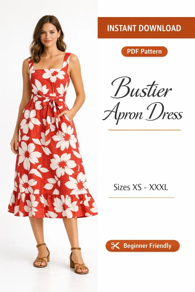 Bustier Apron Dress PDF Sewing Pattern | Beginner-Friendly Instant Download XS-XXXL