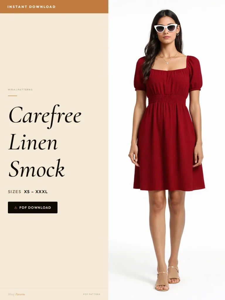 Carefree Linen Smock PDF Sewing Pattern | Beginner-Friendly Instant Download XS-XXXL