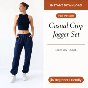 Casual Crop Jogger Set sewing pattern - PDF instant download