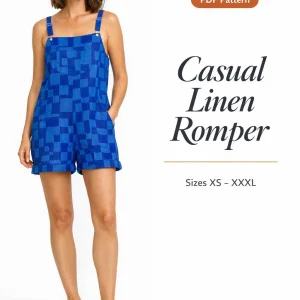 Casual Linen Romper sewing pattern - PDF instant download