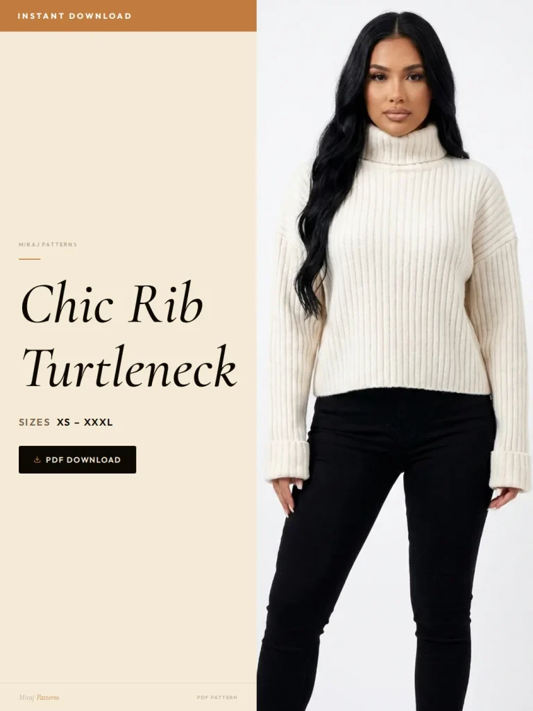 Chic Rib Turtleneck sewing pattern - PDF instant download