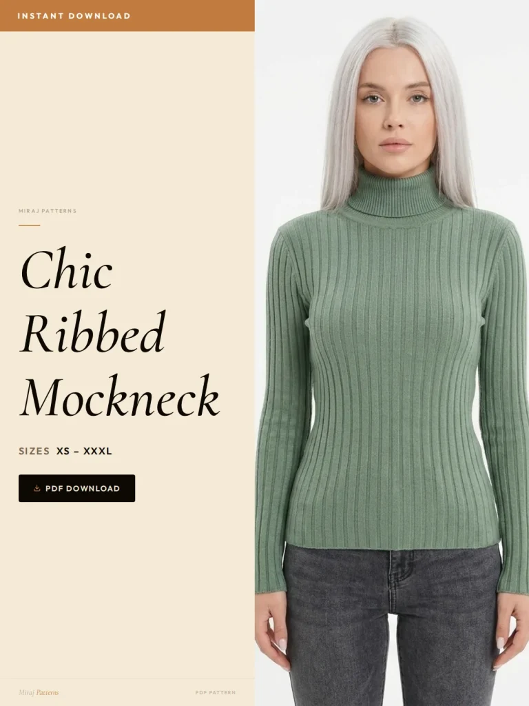 Chic Ribbed Mockneck sewing pattern - PDF instant download