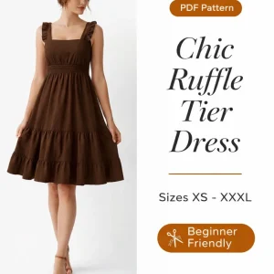 Chic Ruffle Tier Dress sewing pattern - PDF instant download