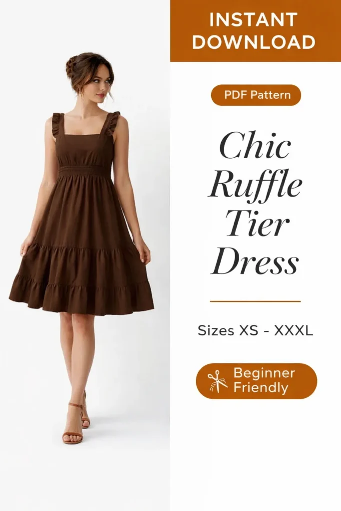 Chic Ruffle Tier Dress sewing pattern - PDF instant download
