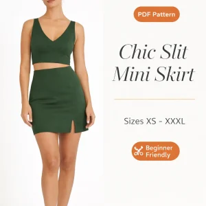 Chic Slit Mini Skirt sewing pattern - PDF instant download