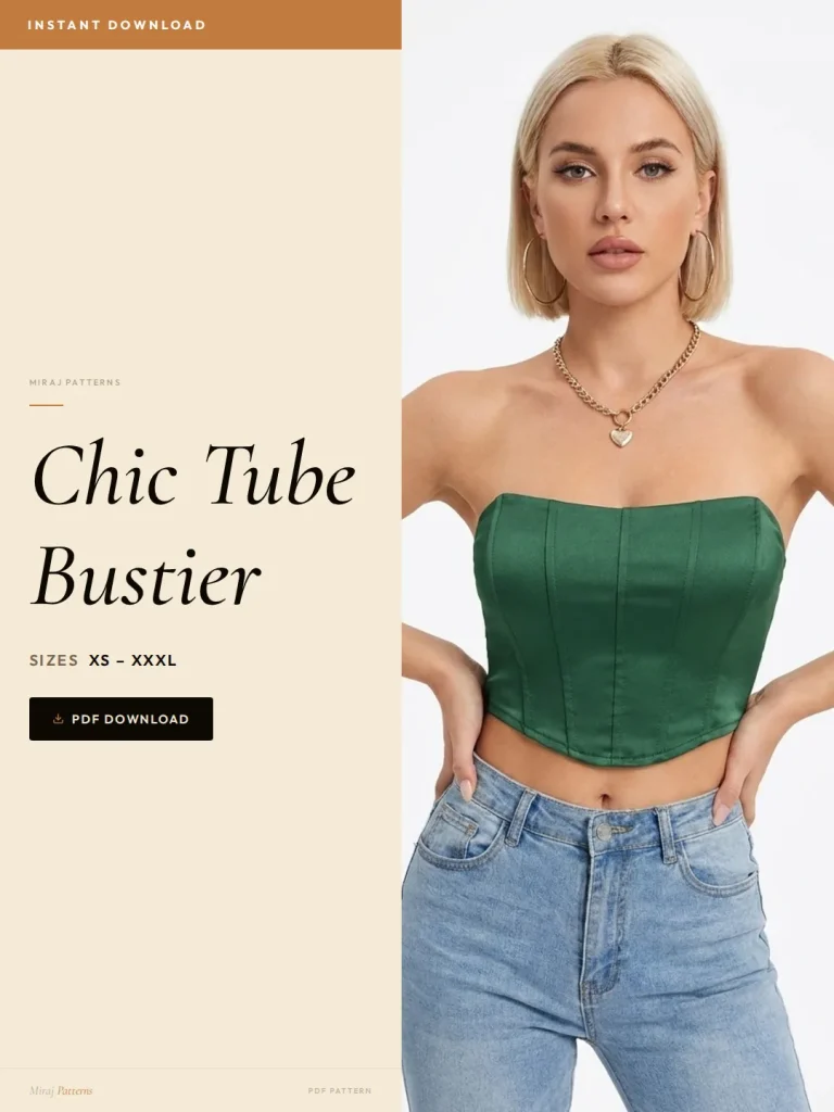 Chic Tube Bustier sewing pattern - PDF instant download