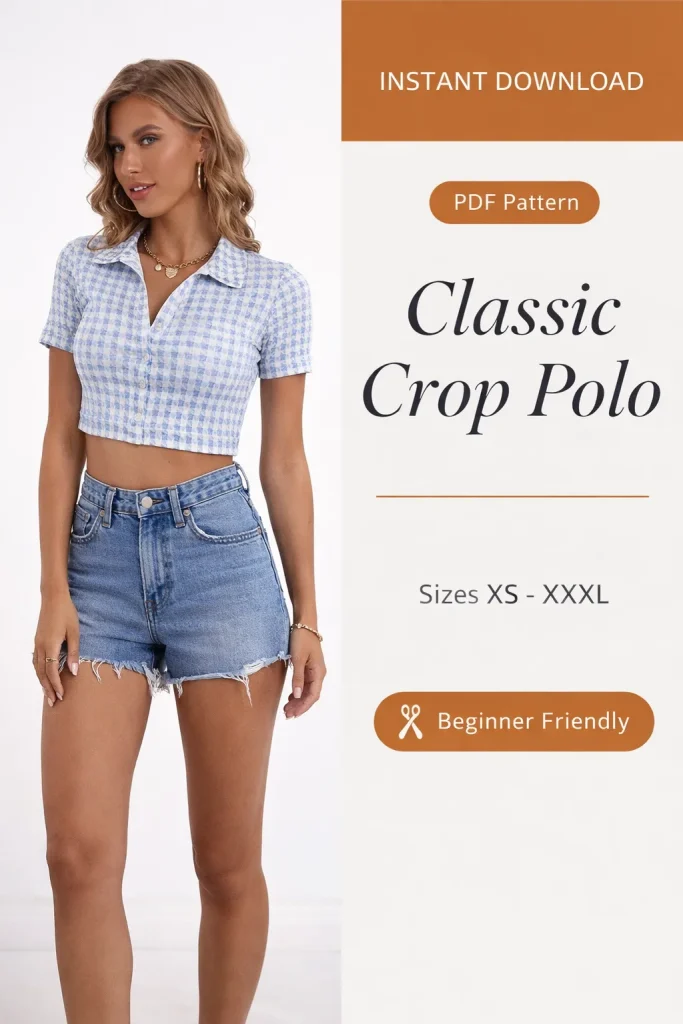 Classic Crop Polo sewing pattern - PDF instant download
