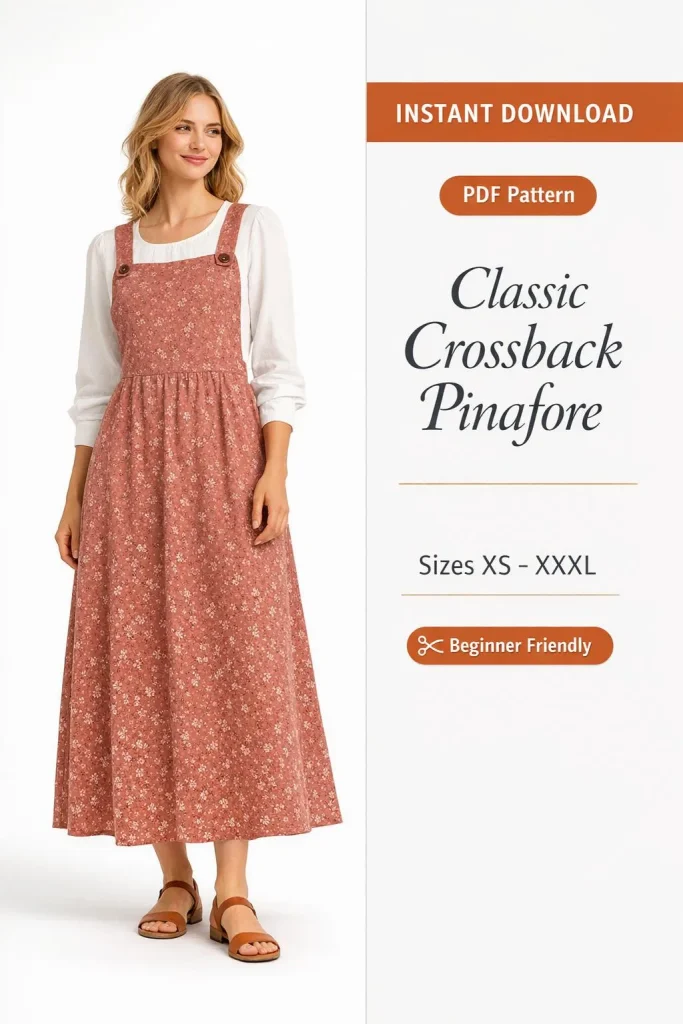 Classic Crossback Pinafore sewing pattern - PDF instant download