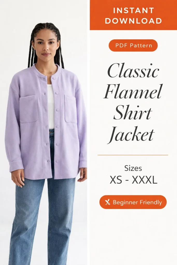 Classic Flannel Shirt Jacket sewing pattern - PDF instant download