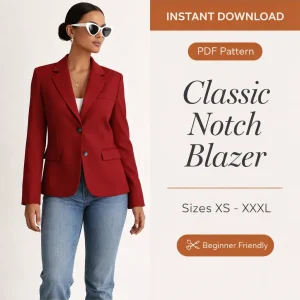 Classic Notch Blazer sewing pattern - PDF instant download