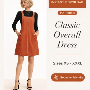Classic Overall Dress sewing pattern - PDF instant download