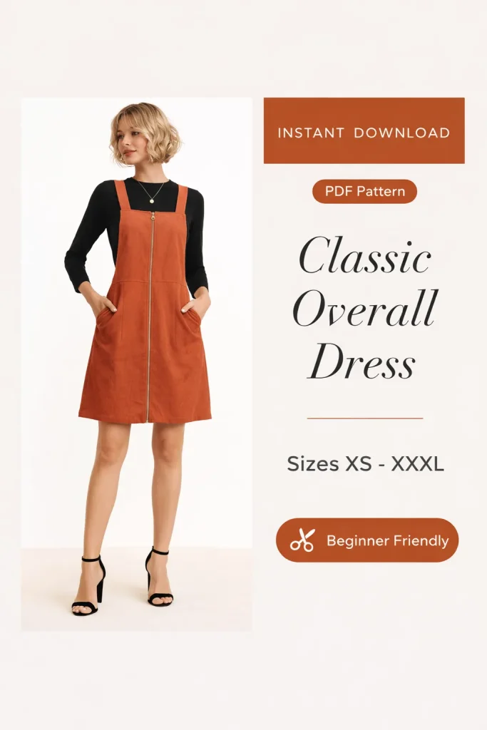 Classic Overall Dress sewing pattern - PDF instant download