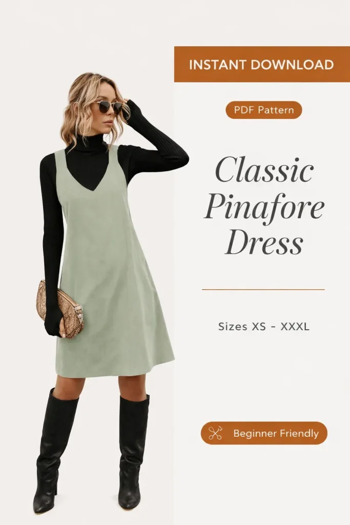 Classic Pinafore Dress PDF Sewing Pattern | Beginner-Friendly Instant Download XS-XXXL