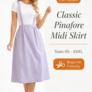 Classic Pinafore Midi Skirt sewing pattern - PDF instant download