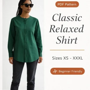 Classic Relaxed Shirt sewing pattern - PDF instant download
