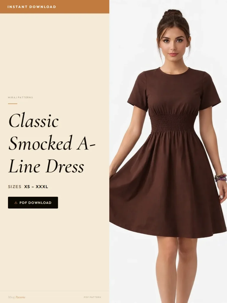 Classic Smocked A-Line Dress sewing pattern - PDF instant download