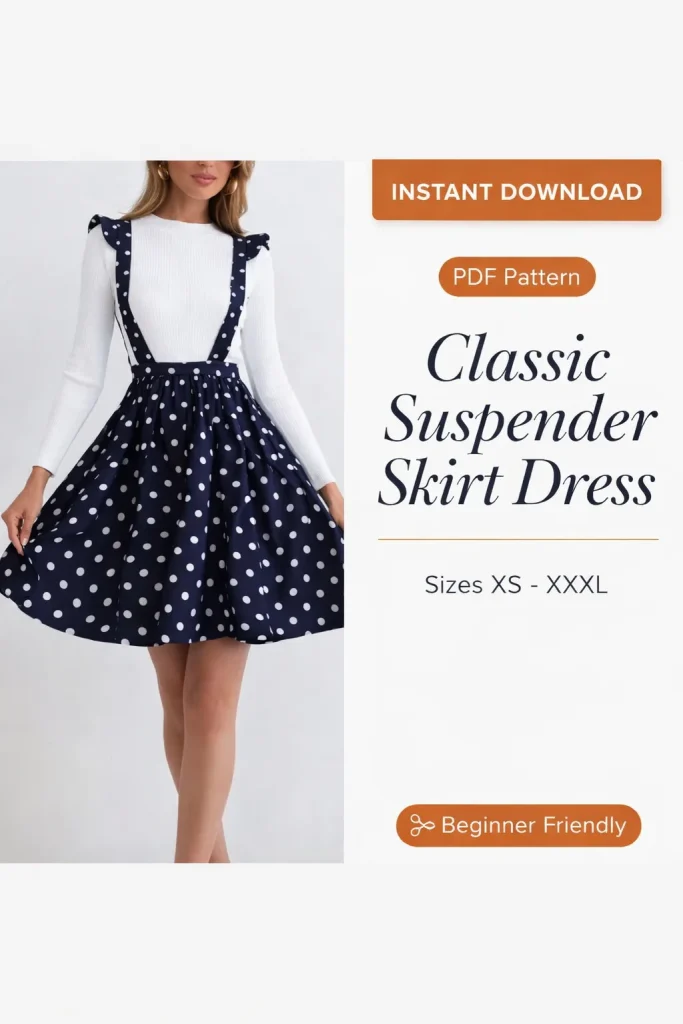 Classic Suspender Skirt Dress sewing pattern - PDF instant download