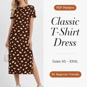 Classic T-Shirt Dress sewing pattern - PDF instant download