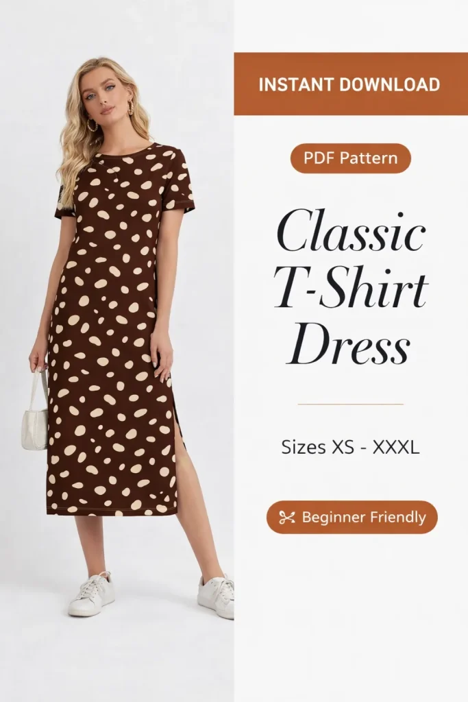 Classic T-Shirt Dress sewing pattern - PDF instant download