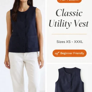 Classic Utility Vest sewing pattern - PDF instant download