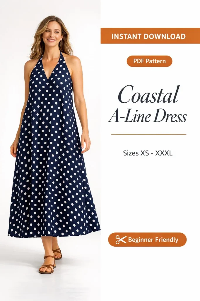 Coastal A-Line Dress PDF Sewing Pattern | Beginner-Friendly Instant Download XS-XXXL