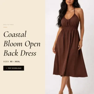 Coastal Bloom Open Back Dress sewing pattern - PDF instant download