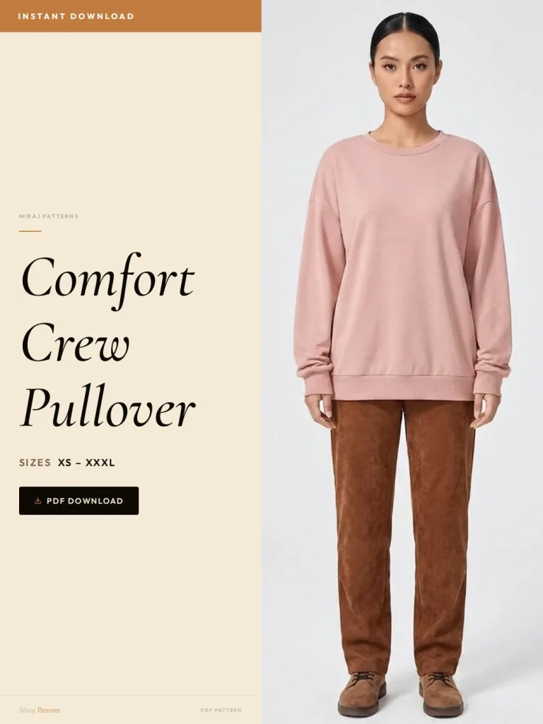 Comfort Crew Pullover sewing pattern - PDF instant download