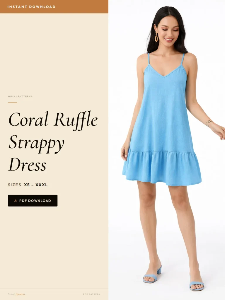 Coral Ruffle Strappy Dress sewing pattern - PDF instant download