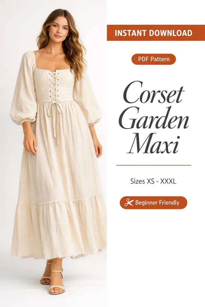 Corset Garden Maxi sewing pattern - PDF instant download