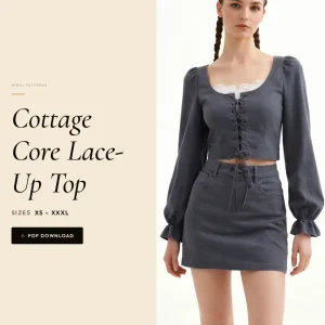 Cottage Core Lace-Up Top sewing pattern - PDF instant download