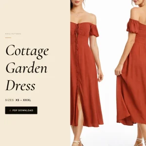 Cottage Garden Dress sewing pattern - PDF instant download