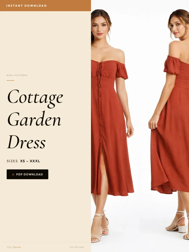 Cottage Garden Dress sewing pattern - PDF instant download