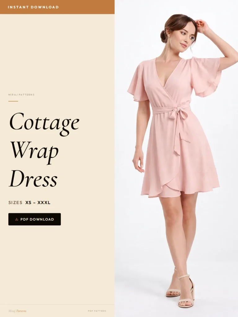 Cottage Wrap Dress sewing pattern - PDF instant download
