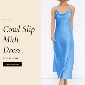 Cowl Slip Midi Dress sewing pattern - PDF instant download