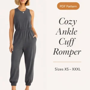 Cozy Ankle Cuff Romper sewing pattern - PDF instant download