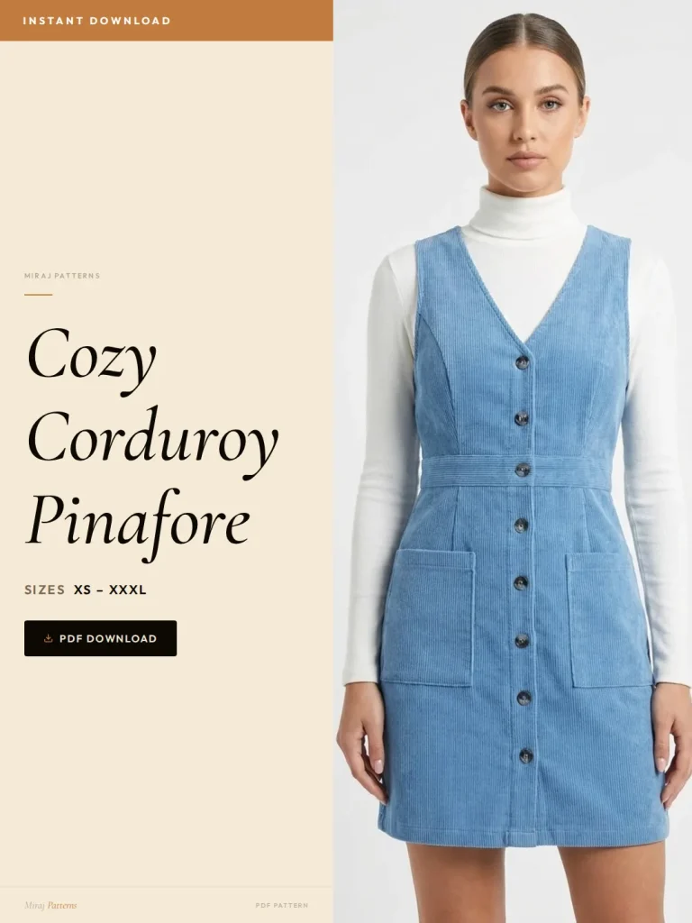 Cozy Corduroy Pinafore sewing pattern - PDF instant download