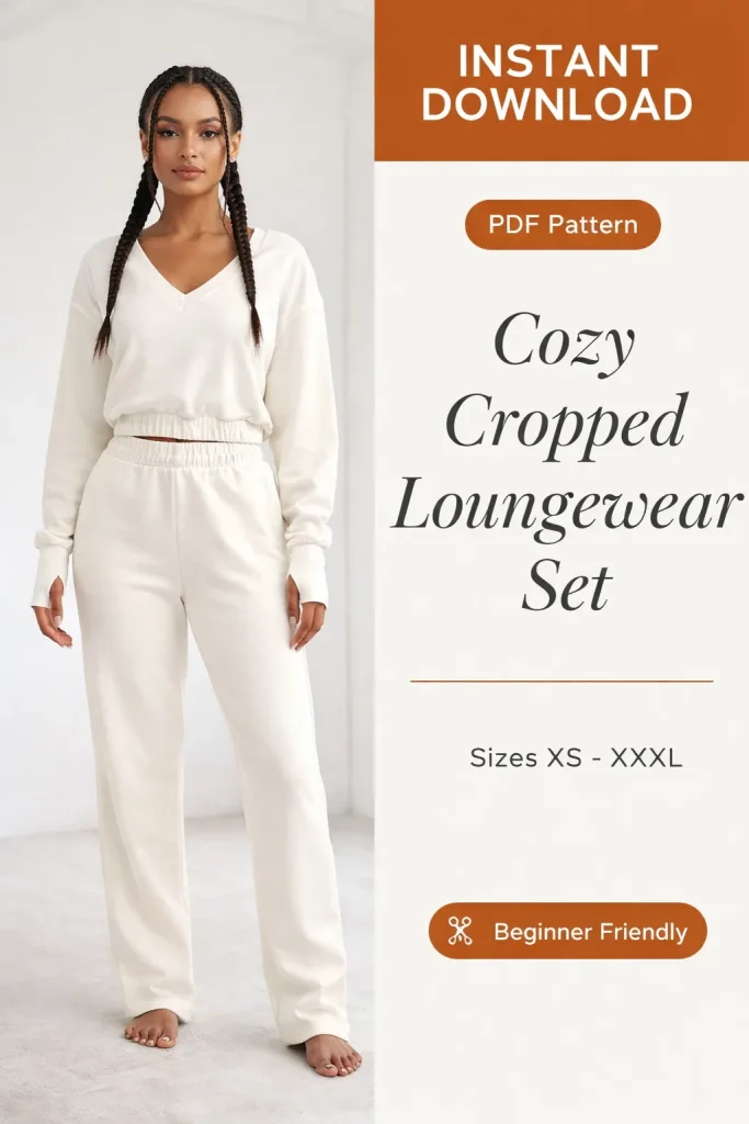 Cozy Cropped Loungewear Set sewing pattern - PDF instant download